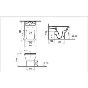 Vitra Integra Square Rim-ex Duvara Tam Dayalı Klozet 7086l003-0092 ( Ürün Tek Klozettir, Takım Değildir.) Beyaz