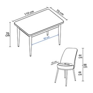 Raum Meşe Desen 70x110 Sabit Mutfak Masası Takımı 4 Adet Sandalye