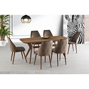 Sabit Eliz Masa Salon Masası  Empoli Desen  6 Adet Hira Sandalye