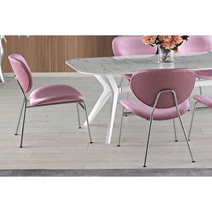 Sabit Eliz Masa Salon Masası  Marmo H.g Desen  6 Adet Teo Sandalye