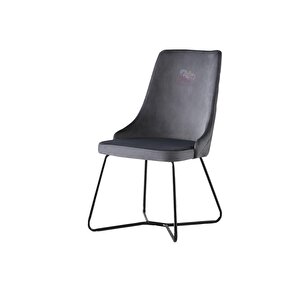 6 Adet Alya Sandalye Metal Siyah Halkalı Sandalye Mutfak Salon Yemek Odası Sandalyesi