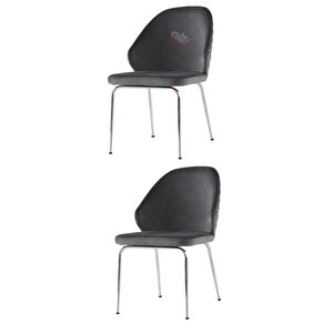 2 Adet Dolce Sandalye Metal Krom Sandalye Mutfak Salon Yemek Odası Sandalyesi