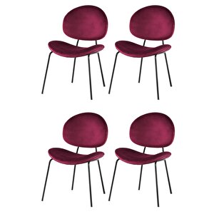 4 Adet Teo Sandalye Metal Siyah Sandalye Mutfak Salon Yemek Odası Sandalyesi