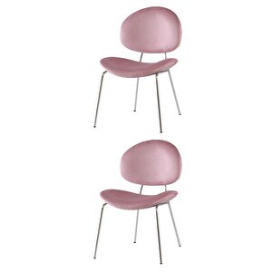 2 Adet Teo Sandalye Metal Krom  Sandalye Mutfak Salon Yemek Odası Sandalyesi