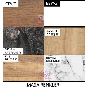 Yanlardan Açılır  Smart Masa Diş Budak Mercan Ayak  4 Adet Ahşap Arin Sandalye Ceviz