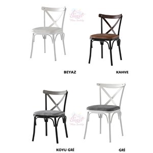 Sabit 70x120  Masa Beyaz 4 Adet Çapraz Sandalyetakım