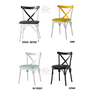 Smart Mercan Masa Safir Meşe +4 Adet Çapraz Sandalye Takım
