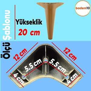 Aspen Lüks Mobilya Kanepe Sehpa Puf Koltuk Ayağı  Kahverengi Koyu Ceviz Baza Ayak 20 Cm (4 Adet)