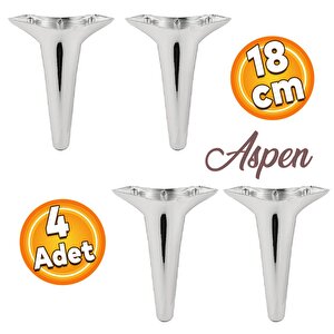 Aspen Lüks Mobilya Kanepe Sehpa Puf Koltuk Ayağı Krom Baza Ayak 18 Cm (4 Adet)