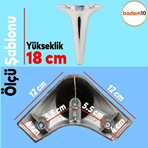 Aspen Lüks Mobilya Kanepe Sehpa Puf Koltuk Ayağı Krom Baza Ayak 18 Cm (4 Adet)