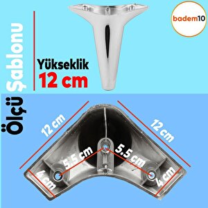 Aspen Lüks Mobilya Kanepe Koltuk Tv Ünitesi Baza Ayağı Ayakları 12 Cm Krom Ayak (4 Adet)
