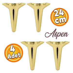 Aspen Lüks Mobilya Kanepe Koltuk Tv Ünitesi Konsol Ayağı Ayakları 24 Cm Altın Gold Ayak (4 Adet)