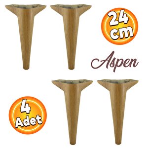 Aspen Lüks Mobilya Kanepe Sehpa Puf Koltuk Ayağı  Kahverengi Açık Ceviz Baza Ayak 24 Cm (4 Adet)