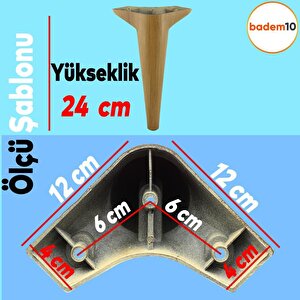 Aspen Lüks Mobilya Kanepe Sehpa Puf Koltuk Ayağı  Kahverengi Açık Ceviz Baza Ayak 24 Cm (4 Adet)