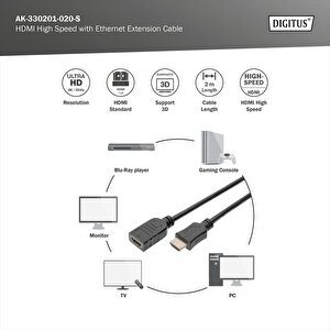 Digitus Ak-330201-020-s 2m Hdmi Uzatma Kablo