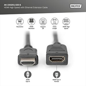 Digitus Ak-330201-020-s 2m Hdmi Uzatma Kablo