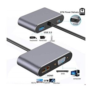 Daytona Fix Fc02 4in1 Usb3.0 Type-c=>hdmi+usb3.0+ Type-c+vga Çevirici Adaptör