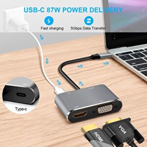 Daytona Fix Fc02 4in1 Usb3.0 Type-c=>hdmi+usb3.0+ Type-c+vga Çevirici Adaptör