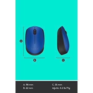 Logitech  910-004640 M171 Kablosuz  Mouse, Mavi̇