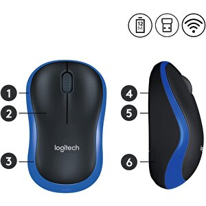 Logitech 910-002236 M185 Kablosuz Mouse)mavi̇