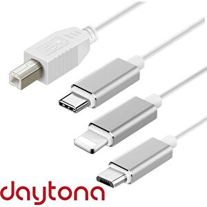 Daytona Ads-501 3'lü Usb-b=>micro Lightning Çev.ot (giriş: Type-c+i-phone+microusb => Çıkış: Type-b)