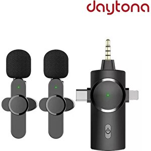 Daytona K9-c2 Type-c+iphone+3,5mm 2'liyakami̇krofon Kablosz (gir:lightning+tip-c+3,5mm=>çık:2mi̇krofon)