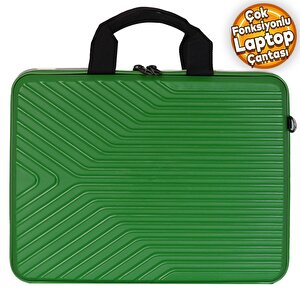 Laptop Çantası Kırılmaz Su Geçirmez Notebook Dizüstü Bilgisayar Taşıma Yeşil 40x30 Cm 16 İnç Yeşil