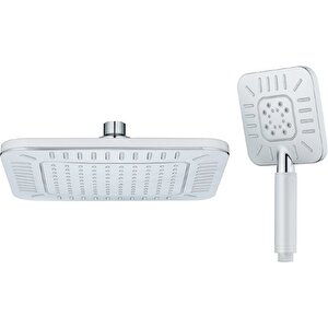 T-may Banyo Çamlıca Robot Kare Tepe Duş Takımı Seti Krom Paslanmaz