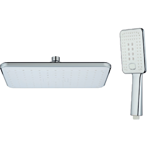 T-may Banyo Çınar Robot Kare Tepe Duş Takımı Seti Krom Paslanmaz