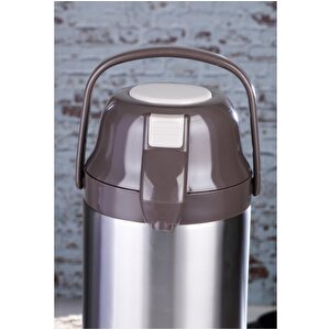 4,5 Litre İnox Pompalı Çelik Termos Ckr-2009 Kahverengi