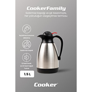 Ckr2031 İnox Çift Katlı 1,5 Litre Çelik Termos