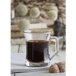 Kulplu Çay Bardak - 6 Lı Kulplu Cam Kupa Çay Bardağı Zpl-404
