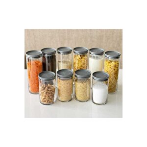 Paşabahçe 43756 Vakumlu Cam Kavanoz - Cam Erzak Saklama Kabı 6 Lı Gri