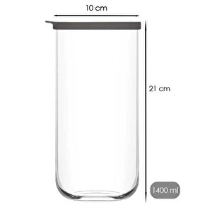 Lav Duo Saklama Kabı 6 Lı - Cam Kavanoz Erzak Saklama Kabı Seti Takımı Gri 1400 Ml.