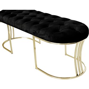 Vi̇ego Gold Si̇yah-kapitoneli Model Puf&bench&koltuk-oturak-uzun Makyaj Puff-yatak Odası Ucu&önü