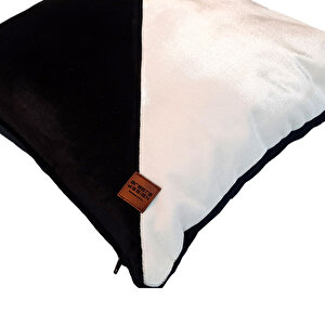 Arasta Design Siyah Beyaz Kadife Kırlent Kılıfı, 43x43 Cm