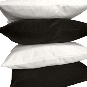Arasta Design 2'li Set Beyaz Kırlent Kılıfı, Düz Renk Kadife Kırlent Kılıfı, 43x43 Cm