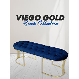 Vi̇ego Gold Mavi̇-kapitoneli Model Puf&bench&koltuk-oturak-uzun Makyaj Puff-yatak Odası Ucu&önü Mavi