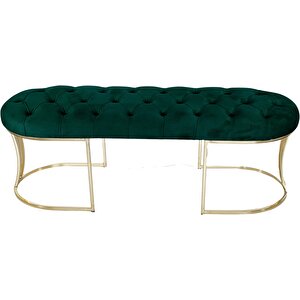 Vi̇ego Gold Yeşi̇l-kapitoneli Model Puf&bench&koltuk-oturak-uzun Makyaj Puff-yatak Odası Ucu&önü Yeşil