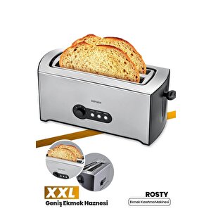 Rosty Xxl İnox Geniş Ekmek Hazneli 7 Seviyeli Buz Çözme Özellikli Ekmek Kızartma Makinesi