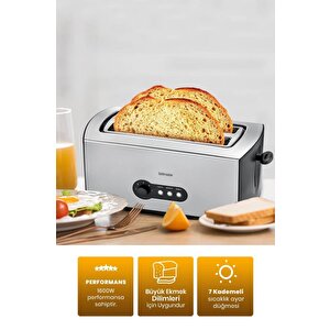 Rosty Xxl İnox Geniş Ekmek Hazneli 7 Seviyeli Buz Çözme Özellikli Ekmek Kızartma Makinesi