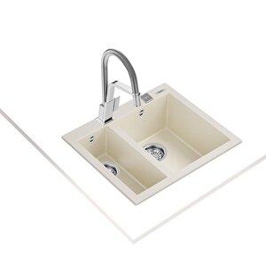 Forsquare 2b 590 Tg Bright Cream Granit Mutfak Eviyesi