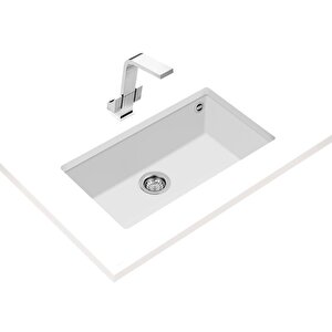 Square 72.40 Tg Tek Hazneli Tezgahaltı Beyaz Te Granite Evye