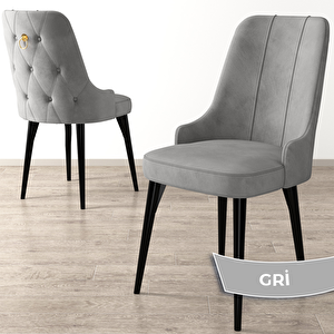 Lav Serisi 80x132 Siyah Mermer Desen Masa Takımı Ve Gold Halkalı 6 Gri Sandalye Gri