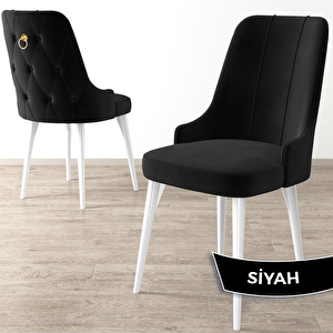 Lav Serisi 80x132 Beyaz Mermer Desen Masa Takımı Ve Gold Halkalı 6 Siyah Sandalye Siyah