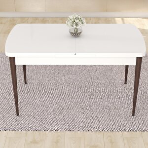 Nef Serisi 70x114 Açılabilir Mdf Beyaz Ceviz Ayak Masa Takımı Ve 4 Cappucino Sandalye Cappucino
