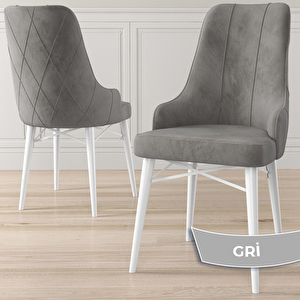 Kar Serisi 80x132 Açılabilir Mdf Beyaz Masa Takımı Ve 4 Gri Sandalye