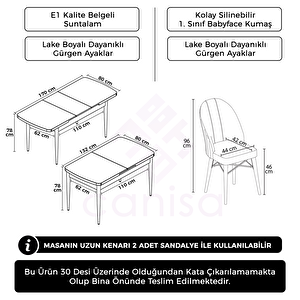Elf Serisi 80x132 Açılabilir Beyaz Masa Takımı Ve 6 Antrasit Sandalye