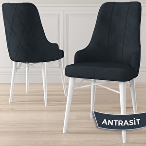 Kar Serisi 80x132 Açılabilir Mdf Beyaz Masa Takımı Ve 4 Antrasit Sandalye