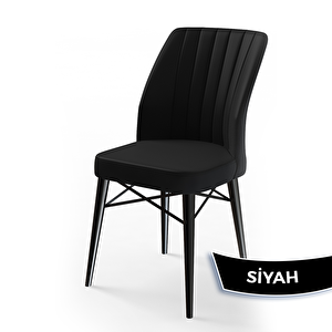 Nef Serisi 70x114 Açılabilir Mdf Siyah Mermer Desen Masa Takımı Ve 6 Siyah Sandalye